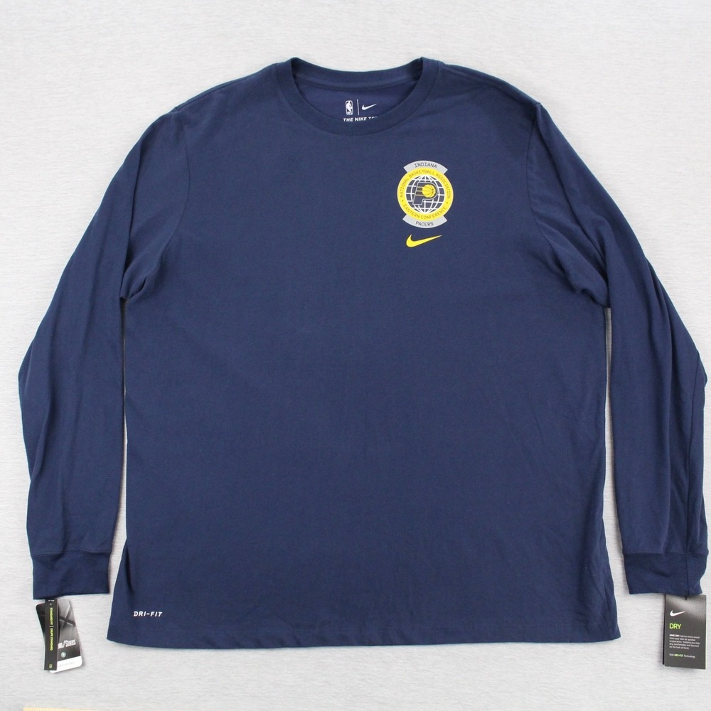 Nike NBA Indiana Pacers Long Sleeve Tee Shirt Mens Size XXL Blue Dri-Fit NEW
